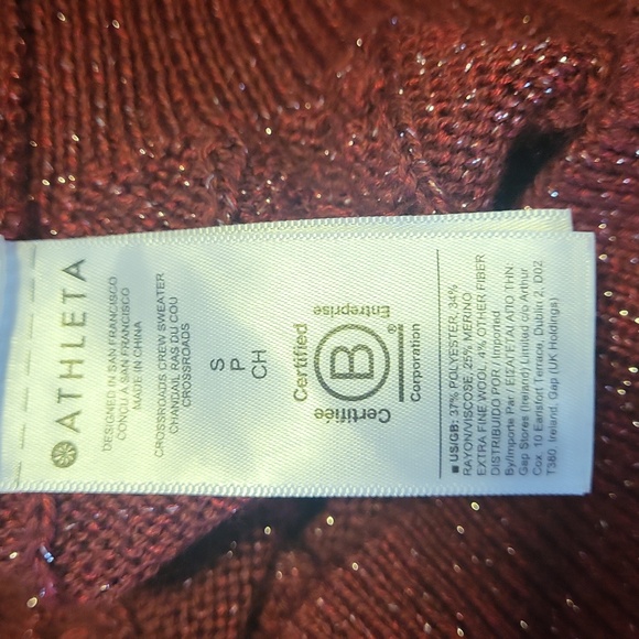 Athleta Crossroads Sweater Red Metallic S EUC - Picture 8 of 8